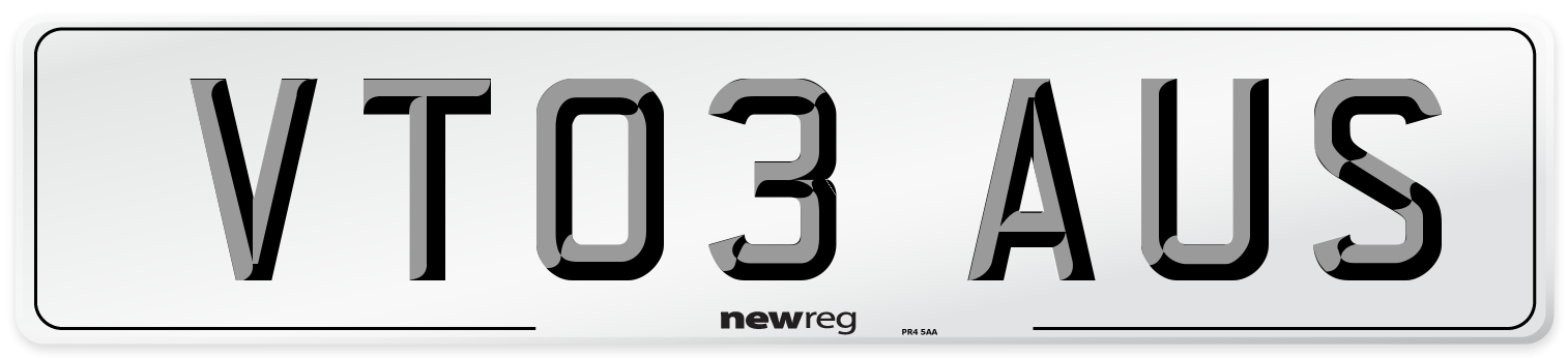 VT03 AUS Number Plate from New Reg